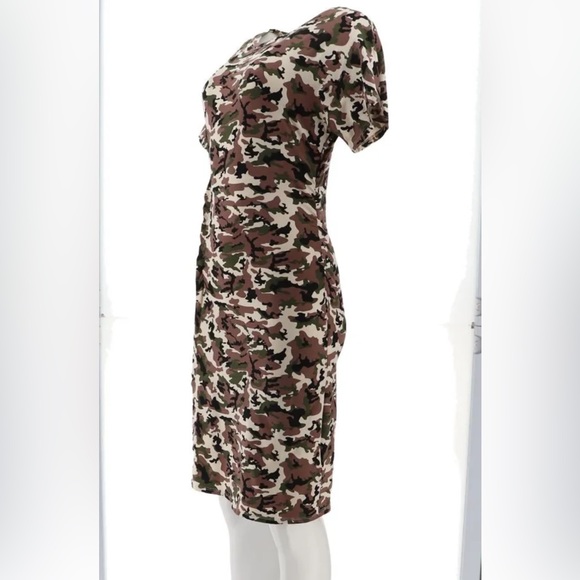 SEED TO STYLE Dress Organically Camouflage T-Shirt Ruched Side Dress - Picture 3 of 15